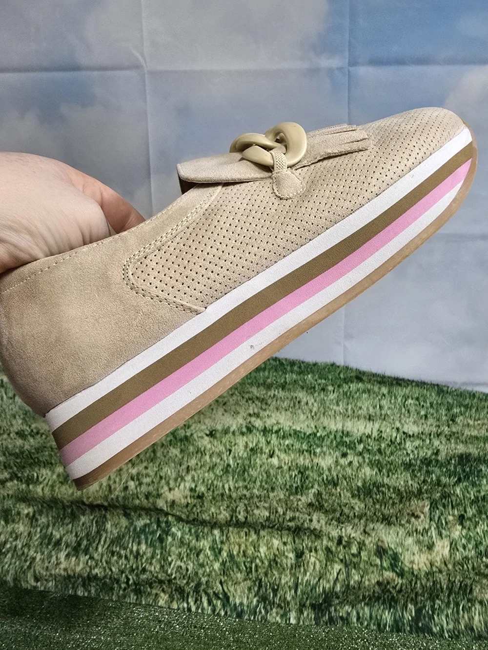 COCONUTS by Matisse Bess Light Beige EVA Platform Loafer Sneaker Hybrid Size 8